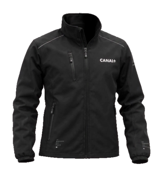 Veste noire Canal+ zippée, vue à 360°