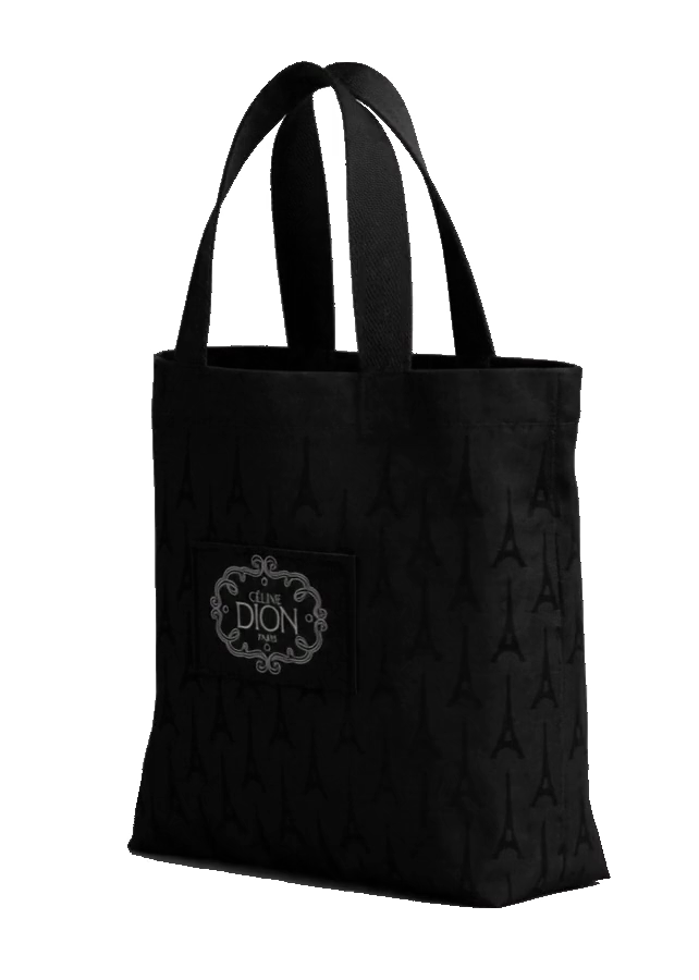 Sac noir Céline Dion Paris aux motifs tour Eiffel, vue à 360°